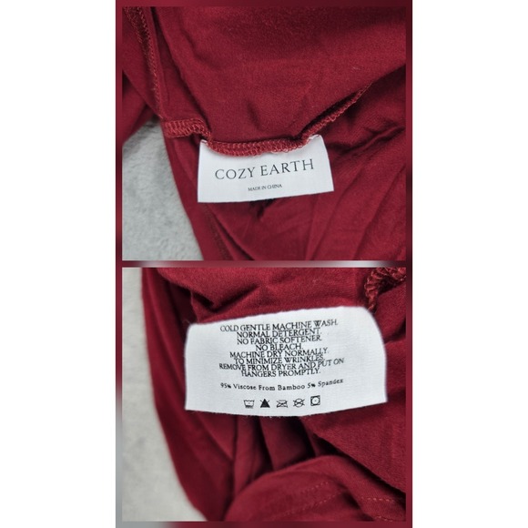Cozy Earth Womens Small Burgundy Bamboo Stretch Knit Long-Sleeve Pajama Set - Picture 3 of 12